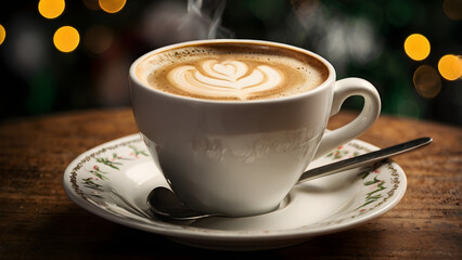 cup of coffee and christmas cookies