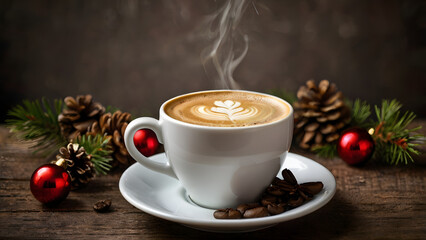 cup of coffee and christmas cookies