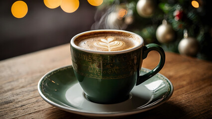 cup of coffee and christmas cookies