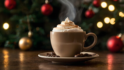 cup of coffee and christmas cookies