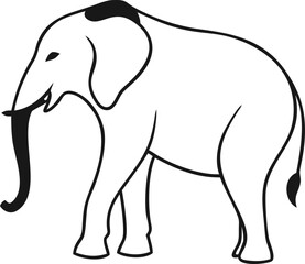 Elephant contour vector. Stylish outline icon for tribal art, decor, or wildlife infographics.