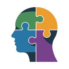 Puzzle Head Silhouette Symbolizing Cognitive Processes and Mental Health Awareness Initiatives