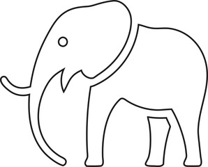 Thin elephant outline vector icon. Use for children’s books, travel guides, or decor.
