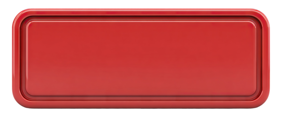 Red glossy nameplate template with rounded corners, isolated on transparent cutout background