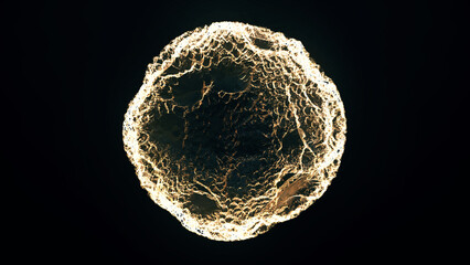 Yellow energy magic circle, sphere, ball made of futuristic energy. Abstract background.