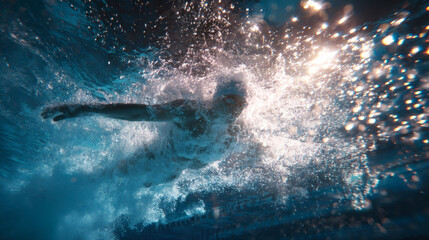 Underwater view of a swimmer in a pool