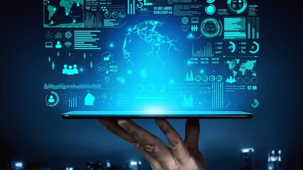 Data center monitoring dashboard visualize network performance, connection status, usage rate, and...