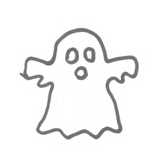 Halloween ghost, ghost character. Hand drawn of ghost icon.