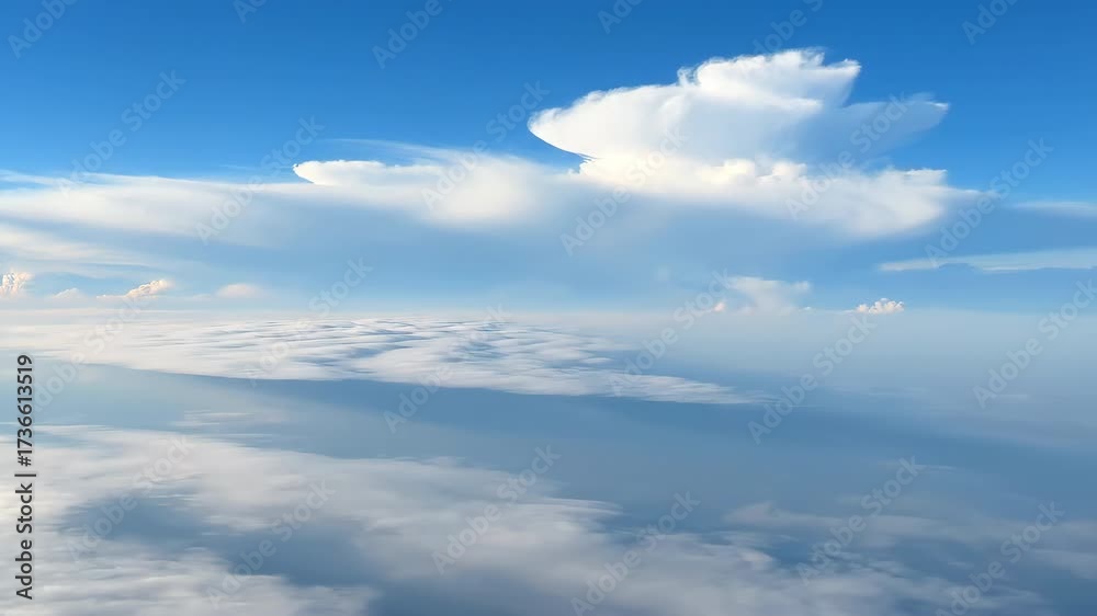 Wall mural multiple layers of clouds slowly drift, forming intricate patterns against a vast, evolving sky soft