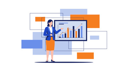 Businesswoman Presenting a Data Analysis Chart to Demonstrate Business Performance