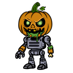 Halloween Pumpkin Robot Vector