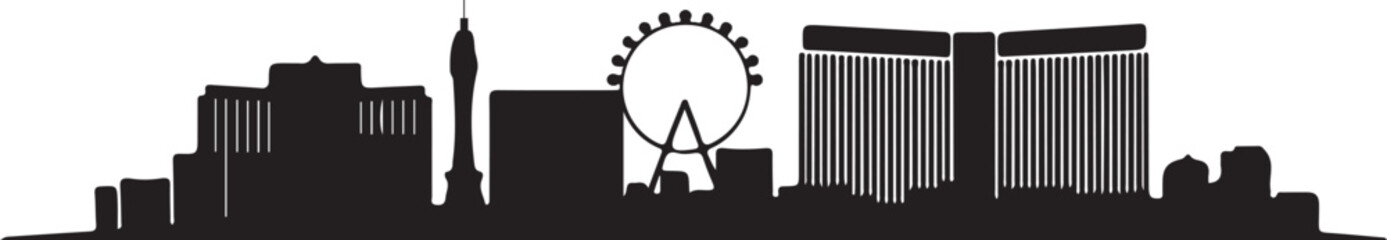 Detailed Las Vegas skyline vector illustration in black silhouette style