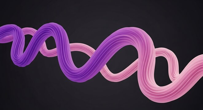 Two intertwined abstract colorful strands against a dark background