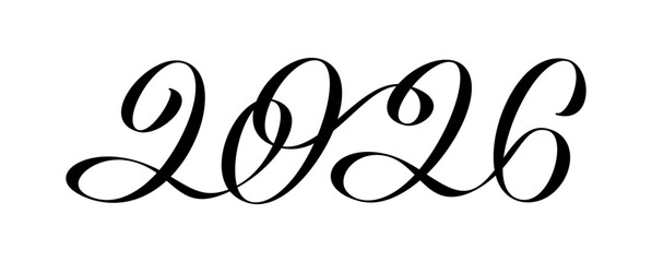 2026 lettering calligraphy in monoline style.