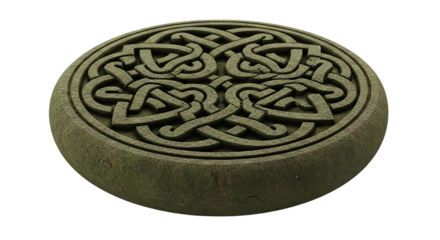 Celtic knot stone isolated on transparent background, a symbol of eternity and love