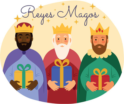 tarjeta D&iacute;a de reyes magos con regalo