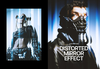 Distorted Mirror Poster Photo Effect Mockup