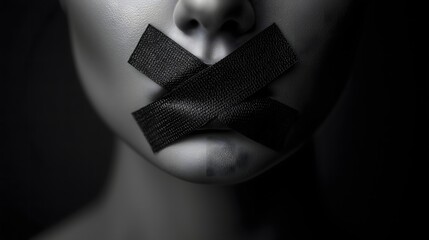 Silence and Oppression Symbolic Artwork. Generative AI