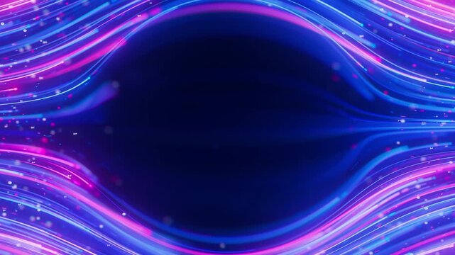 Big data light speed flow avoid the center. Abstract digital data stream of quantum computing. Cyberspace of qubit trail waves. Modern tech information transmission.