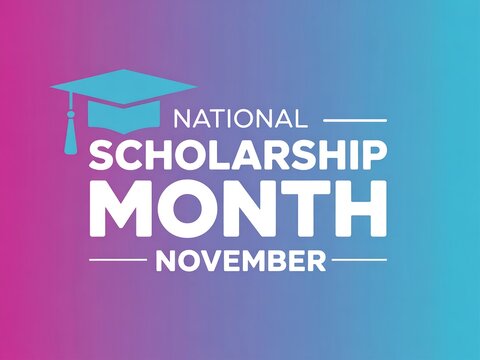 Celebrate national scholarship month in november with a graduation cap illustration and gradient background - Powered by Adobe