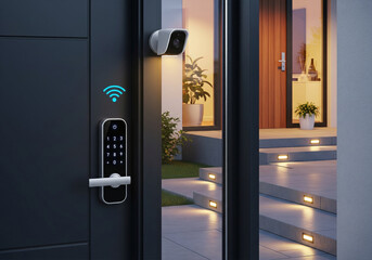 Secure your home with advanced smart lock technology, featuring keyless entry, digital keypad, and integrated surveillance camera for ultimate peace of mind and modern living