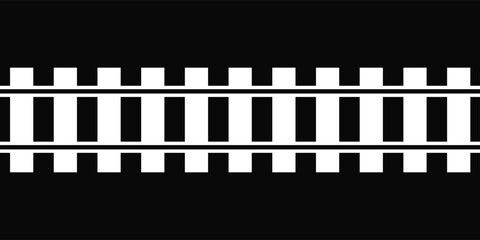 Railway Line, Rails Symbol, Train Tracks Sign, Railroad Pictogram, Railway Track Silhouette. eps 10 illustration