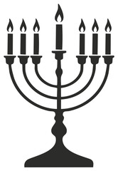 Traditional Menorah candelabrum with seven lit candles, a powerful ancient symbol of light and faith