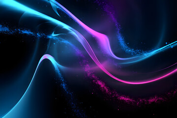 Fototapeta premium Abstract blue fractal wave design illustrating glowing energy and futuristic motion with black space backdrop