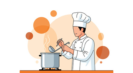 Chef Preparing Culinary Delights in a Modern Kitchen With Vibrant Visuals