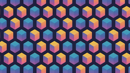 Abstract Seamless Geometric Pattern with Gradient Hexagons