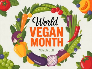 Celebrate world vegan month with a vibrant wreath of fresh fruits and vegetables