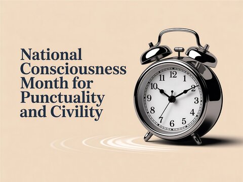 Retro alarm clock symbolizing national consciousness month for punctuality and civility