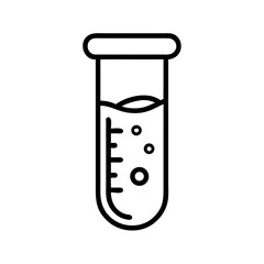 Test tube vector icon for science lab research experiment and medical laboratory analysis with liquid and bubbles