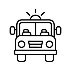 Emergency fire truck outline vector icon illustration for rescue service and firefighter vehicle design