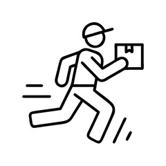 Delivery service fast shipping courier express delivery package delivery man running with box vector icon