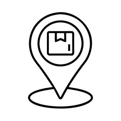 Package delivery location pin icon for shipping tracking and logistics services concept vector illustration