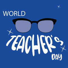 Happy Teachers Day card with mustache and sunglasses design