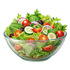 Fresh salad bowl isolated on transparent background