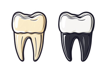 Flat and linear tooth icon illustration isolated on white background. Ideal for dental, oral care, healthcare, and medical design, logo, or infographic projects.