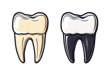 Flat and linear tooth icon illustration isolated on white background. Ideal for dental, oral care, healthcare, and medical design, logo, or infographic projects.