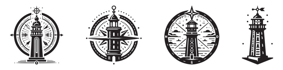 Modern Minimalist Tower Vane Icon, Flat Silhouette of an Architectural Structure Vector for Windmill Illustration Design