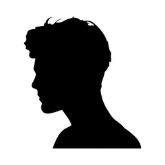 men head silhouette in transparent background 