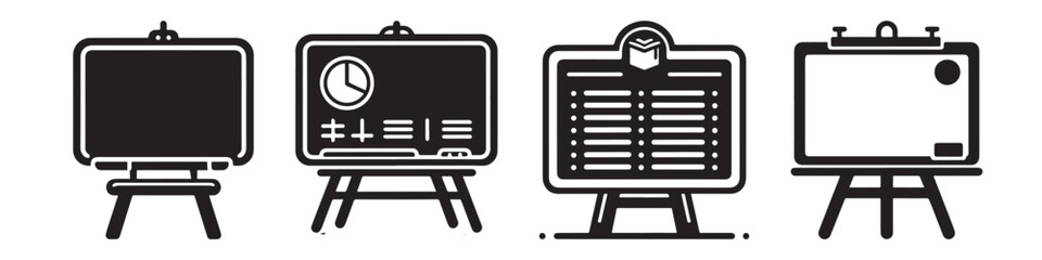 Modern Minimalist School Board Icon, Flat Silhouette of an Education Object Vector for Classroom Illustration Design