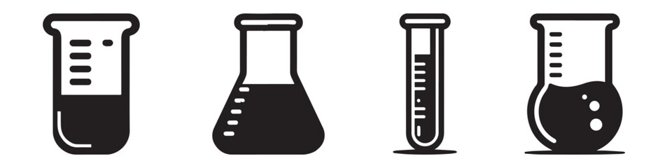 Modern Minimalist School Beaker Icon, Flat Silhouette of a Science Lab Glass Vector for Educational Illustration Design