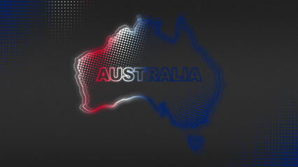 Neon Australia Map Outline Futuristic Glow with National Colors Illustration © Aiva