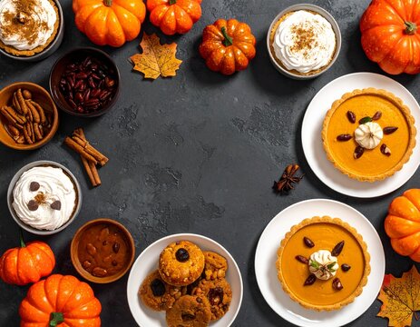 Halloween pumpkin pies and spices