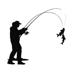 fisherman silhouette in transparent background 