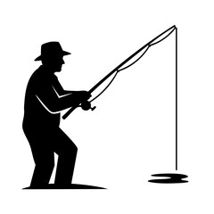 fisherman silhouette in transparent background 