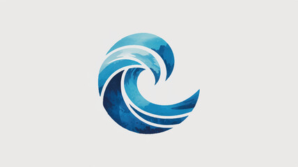 Naklejka premium A minimalist logo design of a stylized wave in shades of blue. 