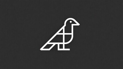 Geometric bird icon resting against dark background, used for symbolization or design